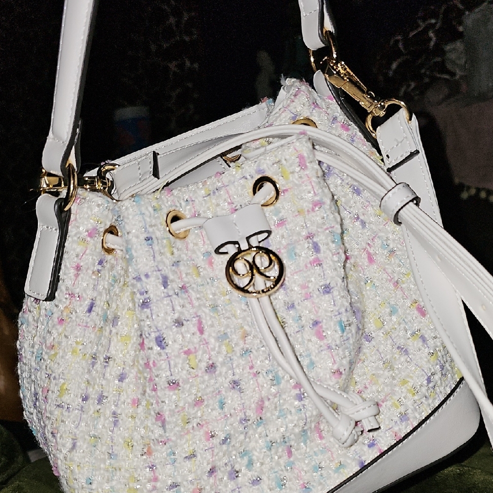 Nine West White Multicolor Tweed Shoulder Bag